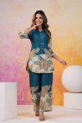 Peacock Green Russian Silk Co-ord Set