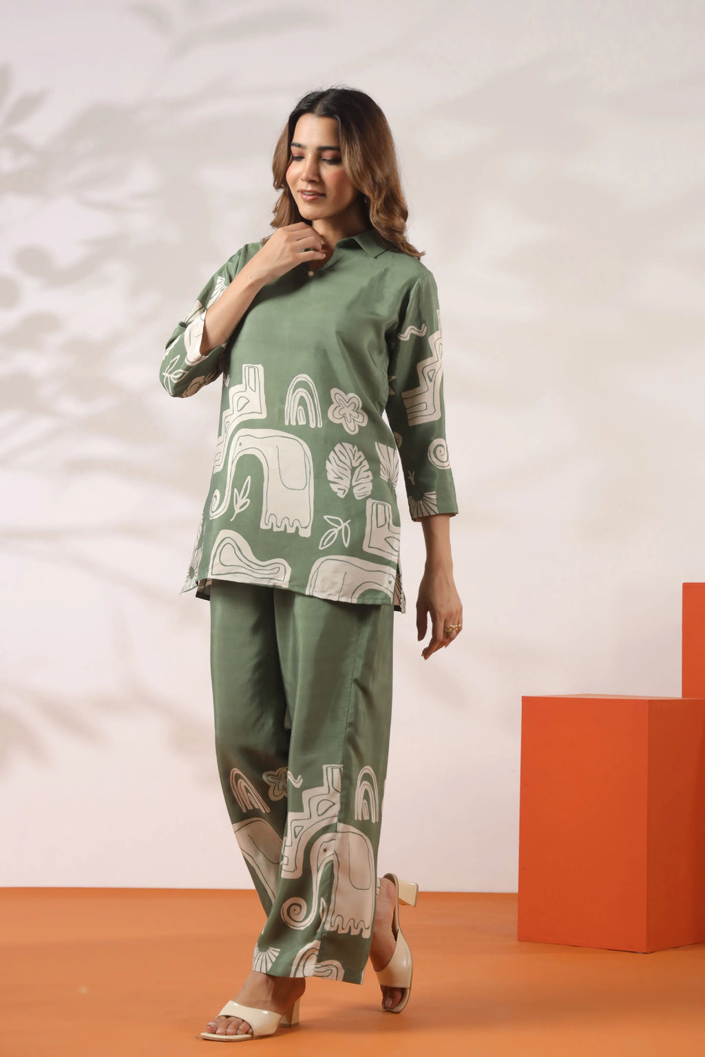 Chateau Green Tribal Elephant Elegance Co-ord Set