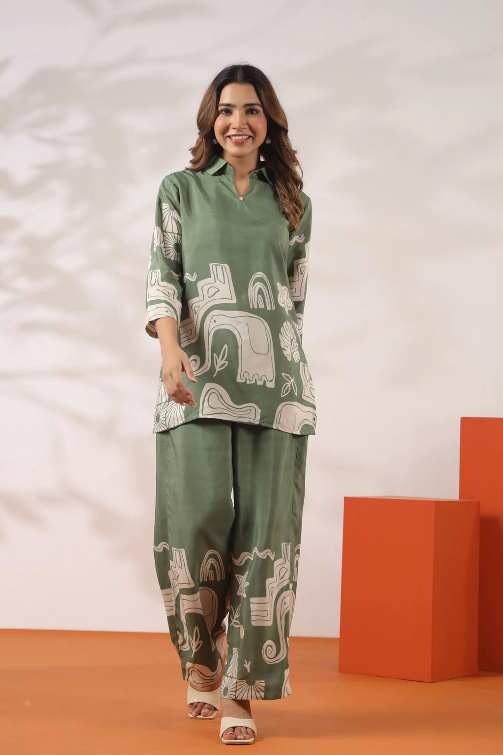 Chateau Green Tribal Elephant Elegance Co-ord Set