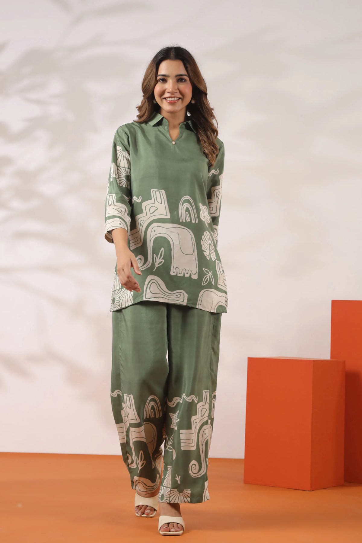 Chateau Green Tribal Elephant Elegance Co-ord Set