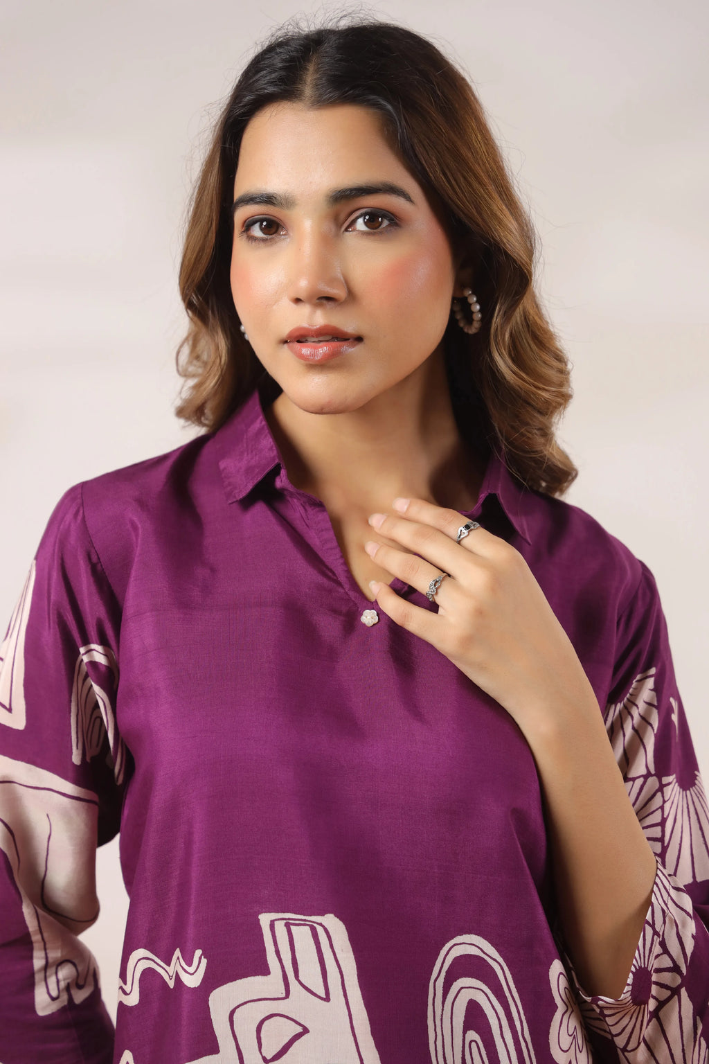 Orchid Purple Abstract Elephant Print Co-ord Set