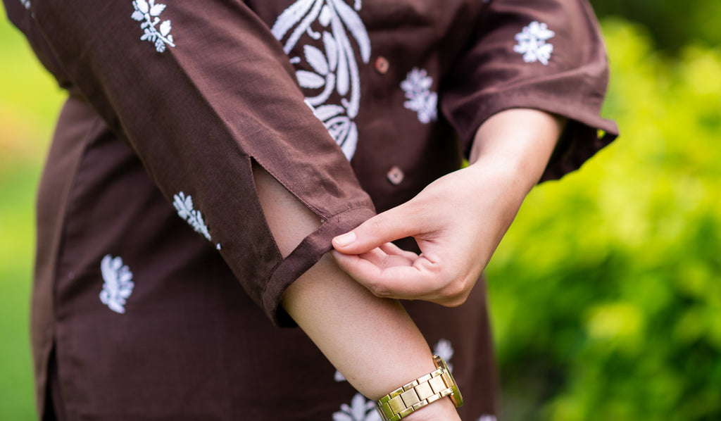 Dark Brown Chikankari Co-Ord Set