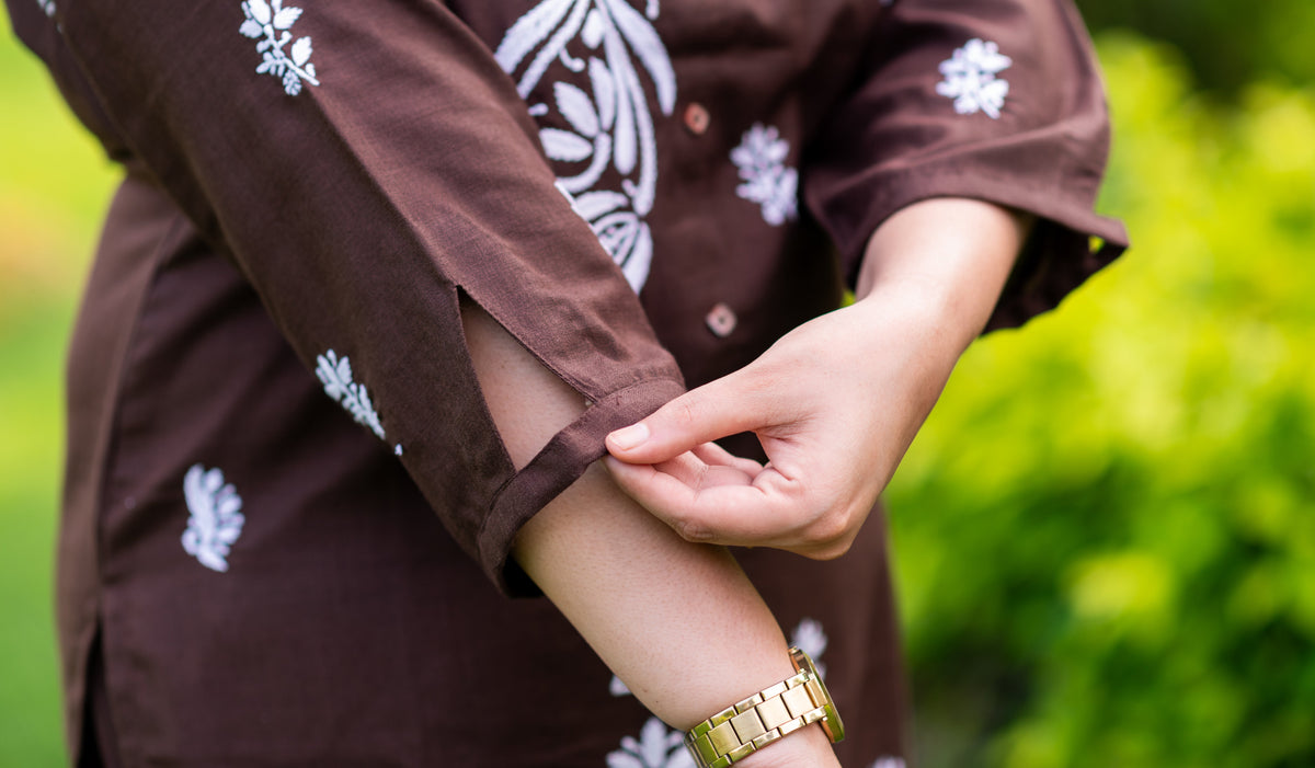 Dark Brown Chikankari Co-Ord Set