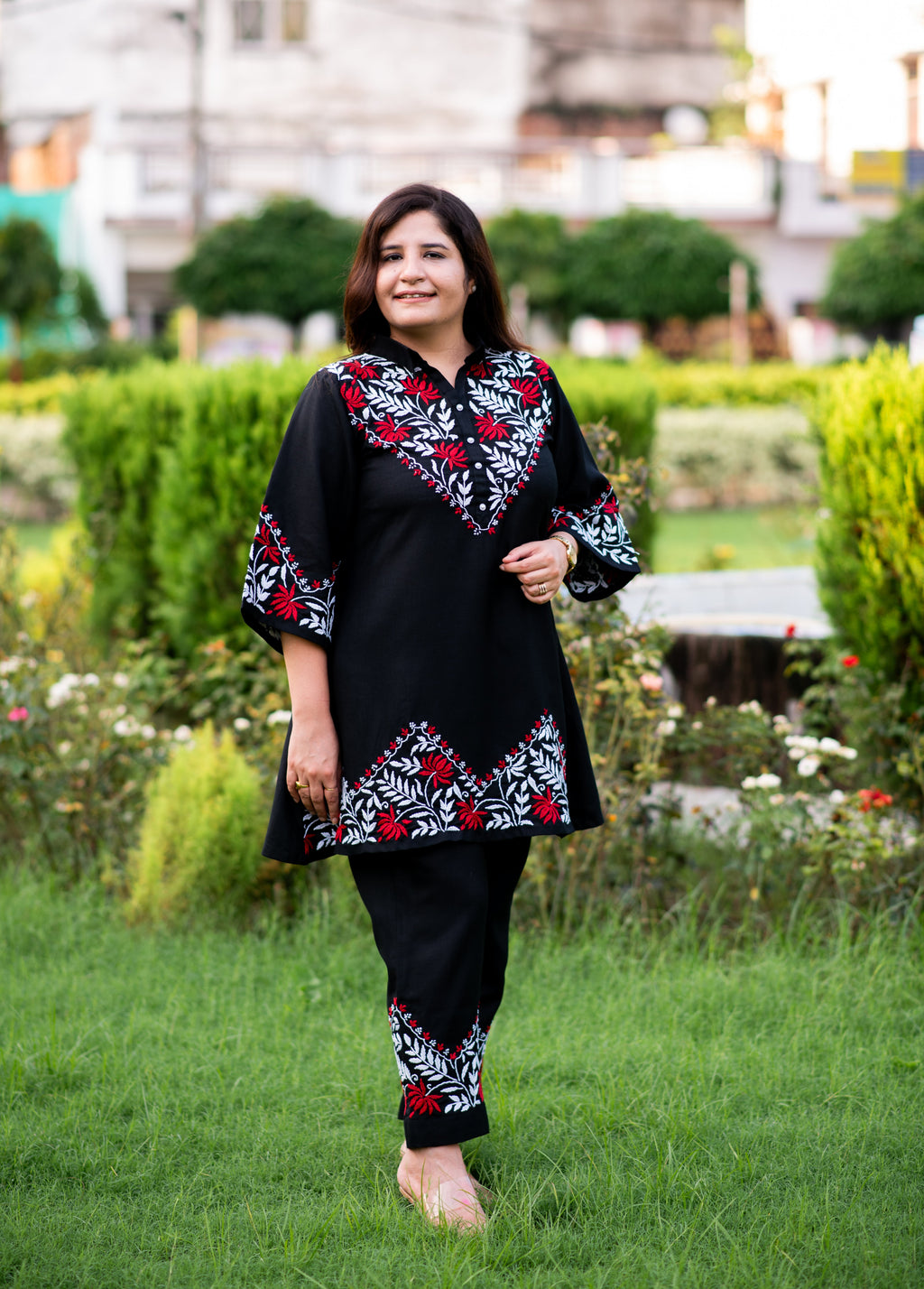 Linen Black Chikankari Co-Ord Set