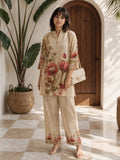 Beige Lily Printed 2-Piece Co-ord Set in Viscose