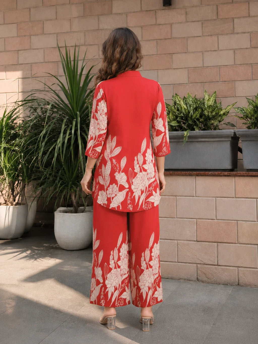 Rust Floral Russian Silk Co-ord Set