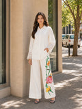 Embroidered Wide Leg Trouser Co-Ord Set With Belt