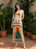 Cream Base Geometric Muslin Co-ord Set