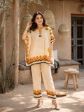 Hand-Painted Embroidered Cotton Kaftan Co-Ord Set with Tassel Detailing