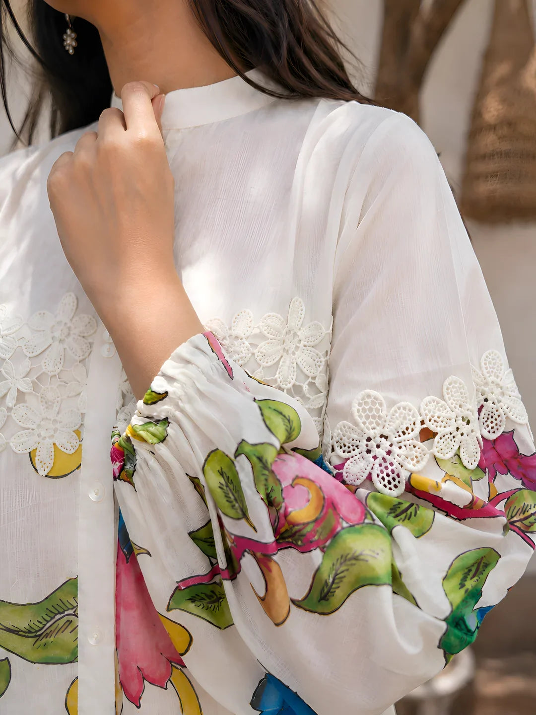 Cream Kalamkari Printed Muslin Co-ord Set