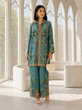 Sea Blue 3-Piece Embroidered Co-Ord Set in Crepe