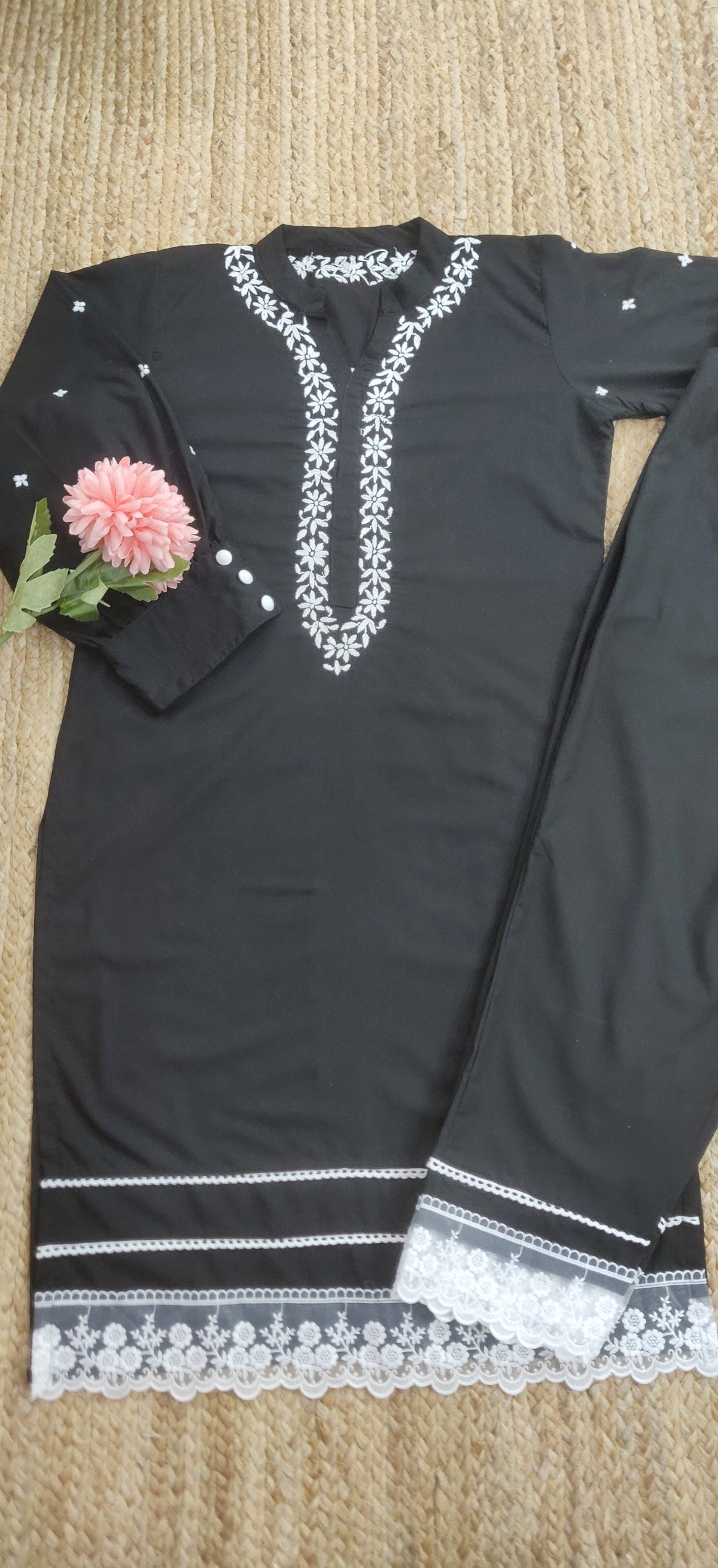 Black Reyon Chikankari CO- Ord Set