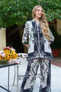 Black & Off-White Coconut Tree Abstract Printed Crepe Co-ord Set