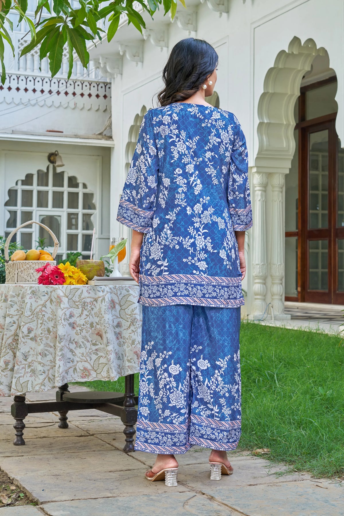 Navy Blue Ethnic Co-ord Set with Mirror Work