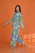 Multicolor Leaf Print Co-Ord Set in Cotton Cambric