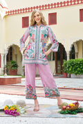 Powder Pink Floral Printed Co-ord Set in Crepe