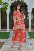 Rust Floral Co-ord Set in Crepe