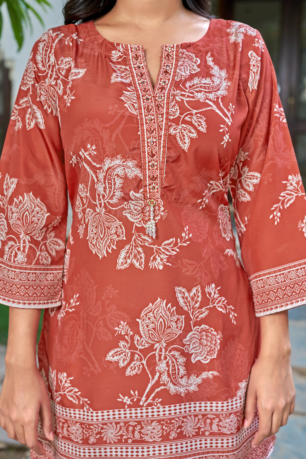 Rust Floral Co-ord Set in Crepe