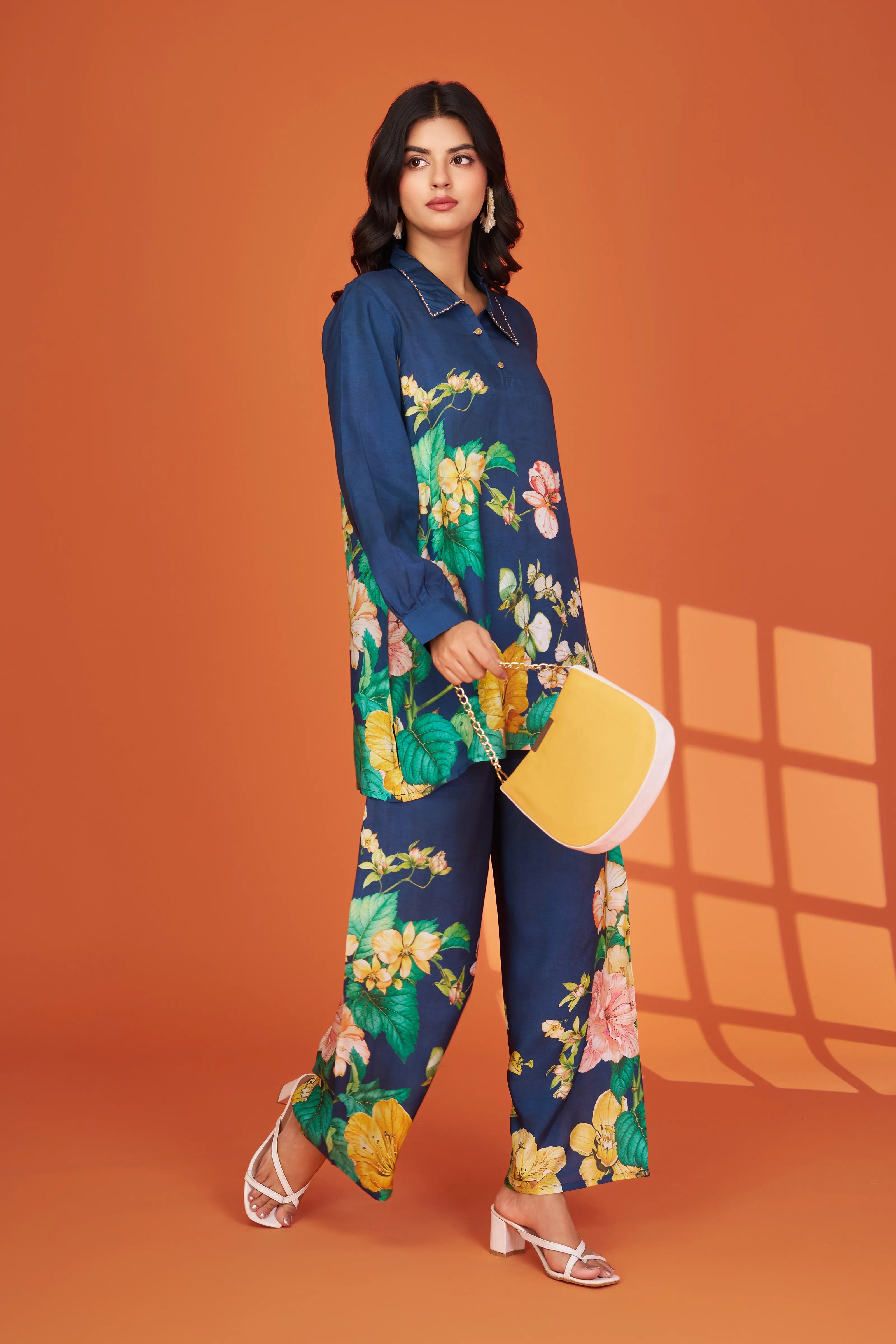 Navy Floral Muslin Co-ord Set