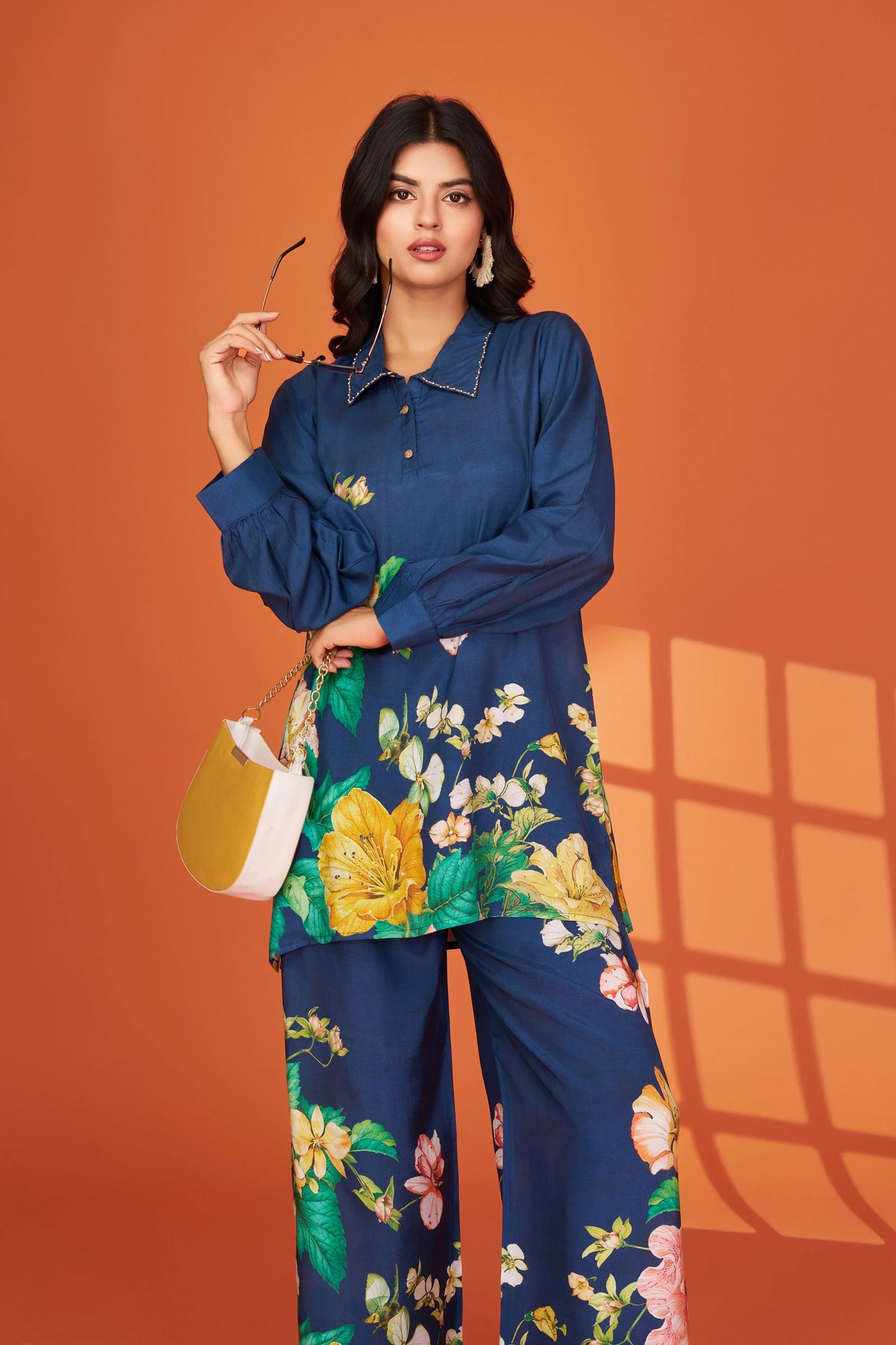 Navy Floral Muslin Co-ord Set