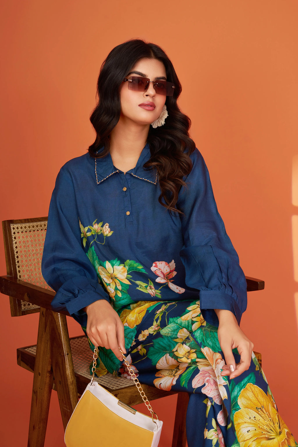 Navy Floral Muslin Co-ord Set