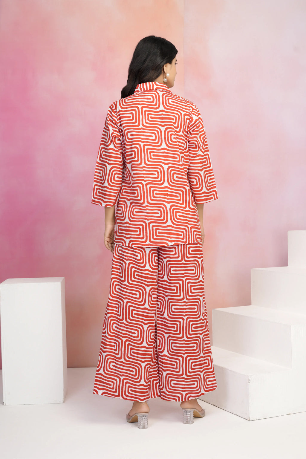 Swirl Print Cotton Cambric Co-Ord Set with Wooden Buttons