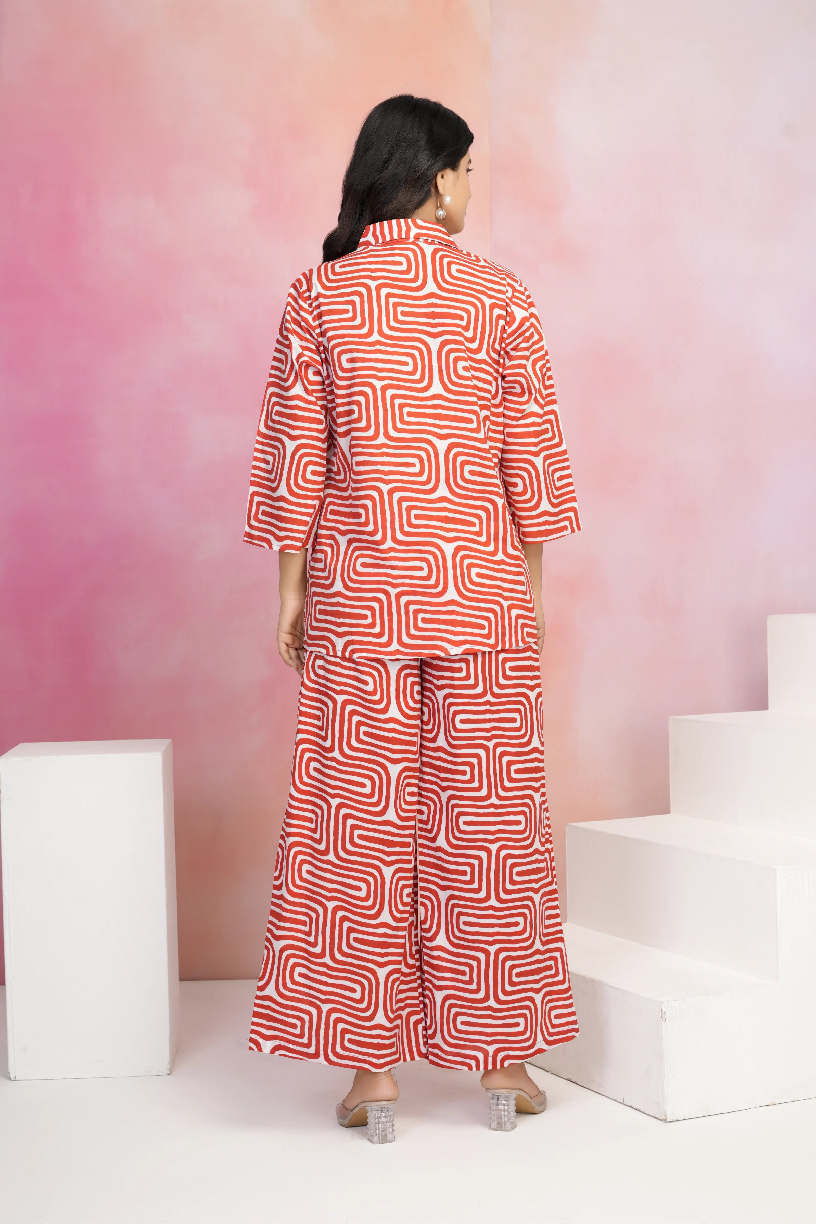 Swirl Print Cotton Cambric Co-Ord Set with Wooden Buttons