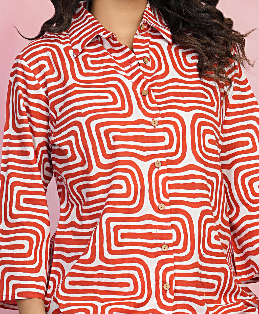 Swirl Print Cotton Cambric Co-Ord Set with Wooden Buttons