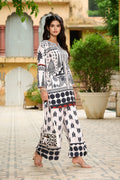 Grey Ethnic Motif Printed Crepe Co-ord Set