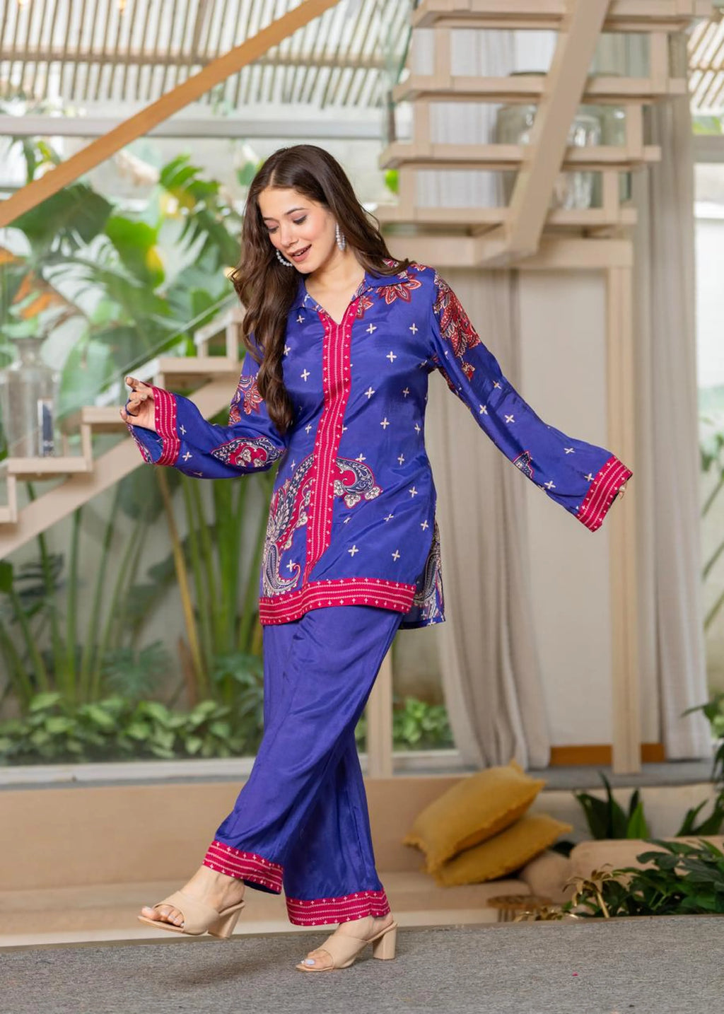Purple & Blue Paisley Muslin Co-ord Set