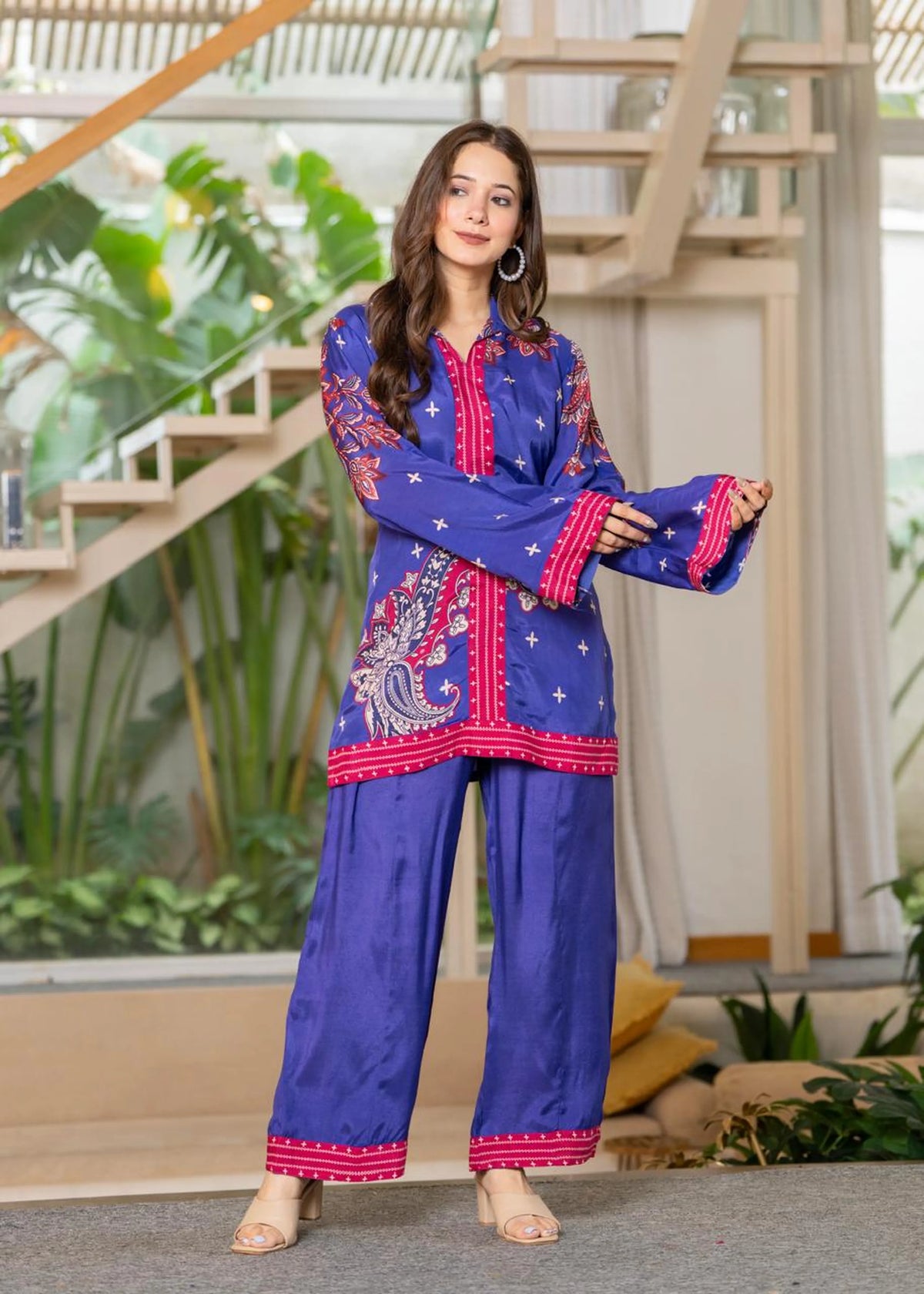 Purple & Blue Paisley Muslin Co-ord Set