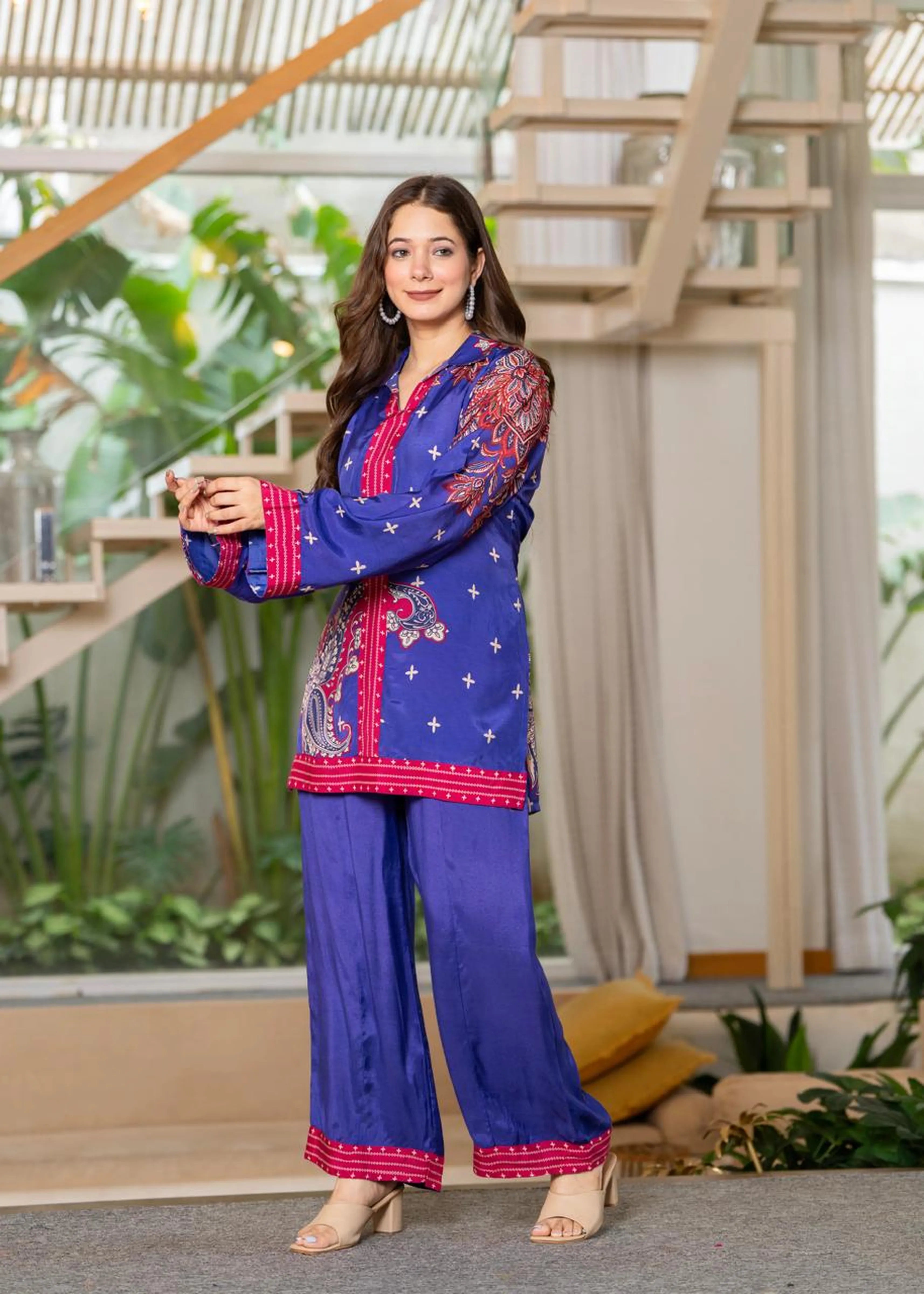 Purple & Blue Paisley Muslin Co-ord Set