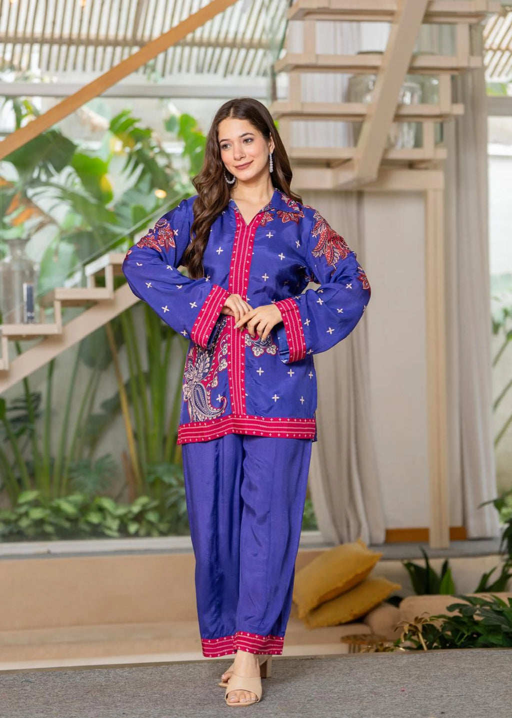 Purple & Blue Paisley Muslin Co-ord Set