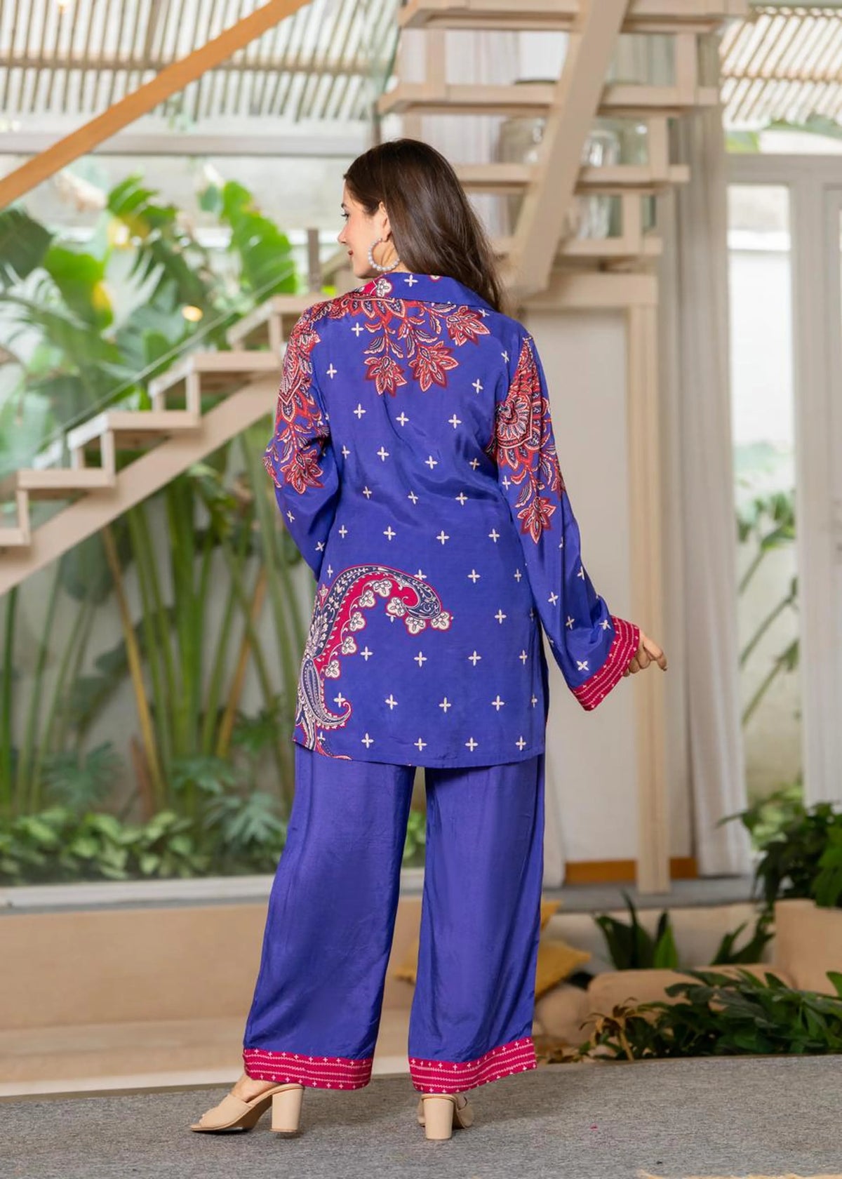 Purple & Blue Paisley Muslin Co-ord Set