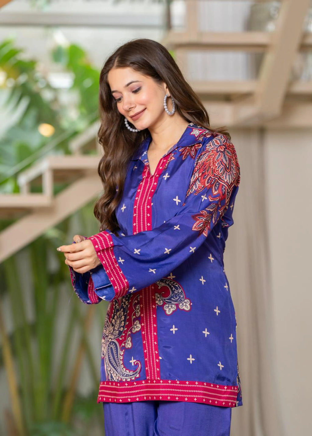 Purple & Blue Paisley Muslin Co-ord Set