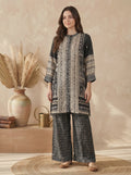 Black & Beige Folk Print Viscose Silk Co-Ord Set