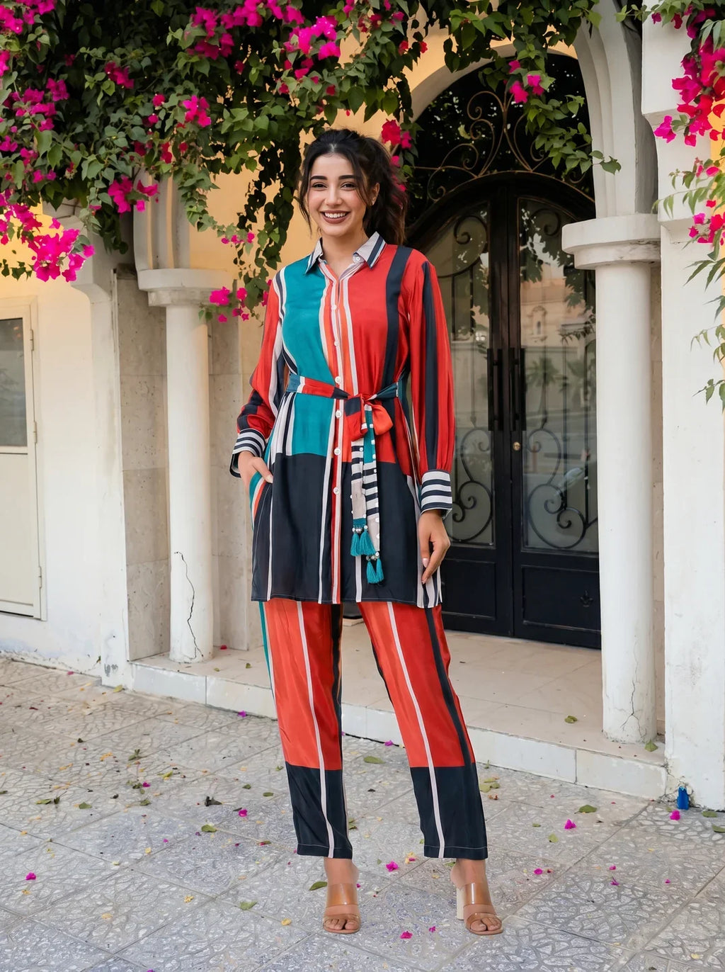 Multicolor Muslin Co-ord Set