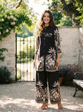 Black Floral Printed Russian Silk Co-Ord Set