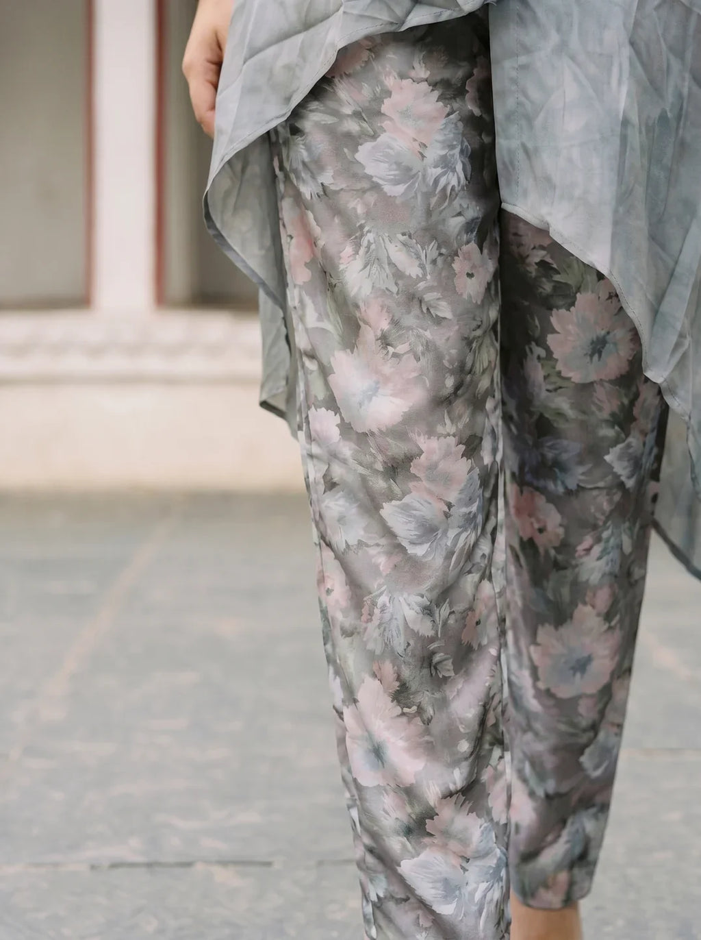 Grey Embroidered Muslin Co-Ord Set