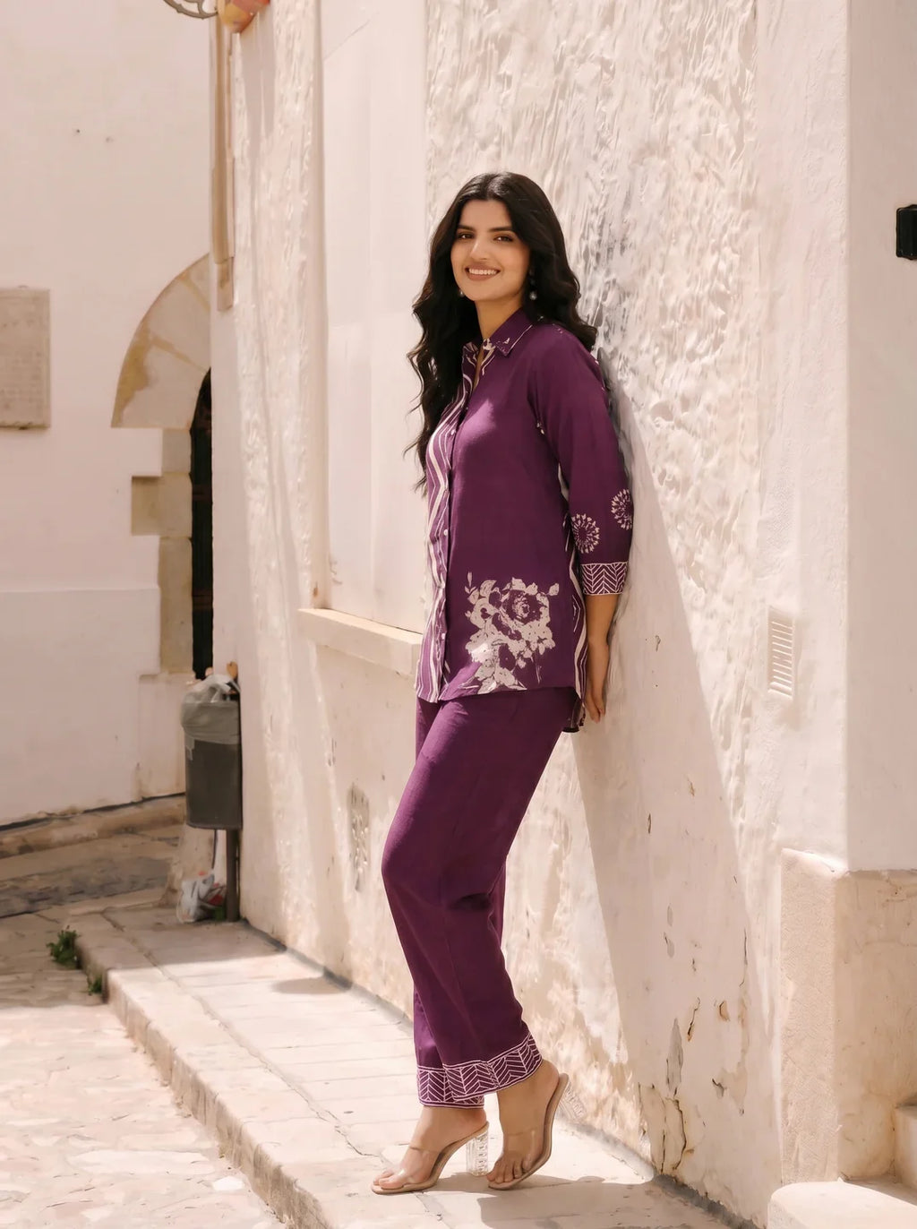 Violet Zigzag Stripe Muslin Co-Ord Set