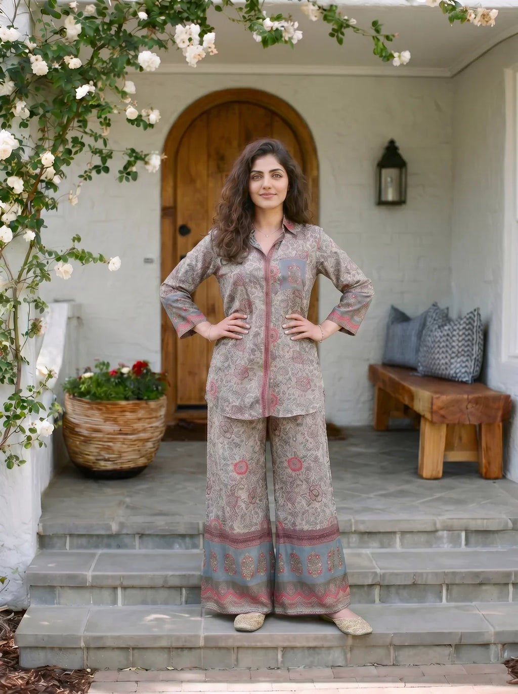 Floral Printed Muslin Co-Ord Set