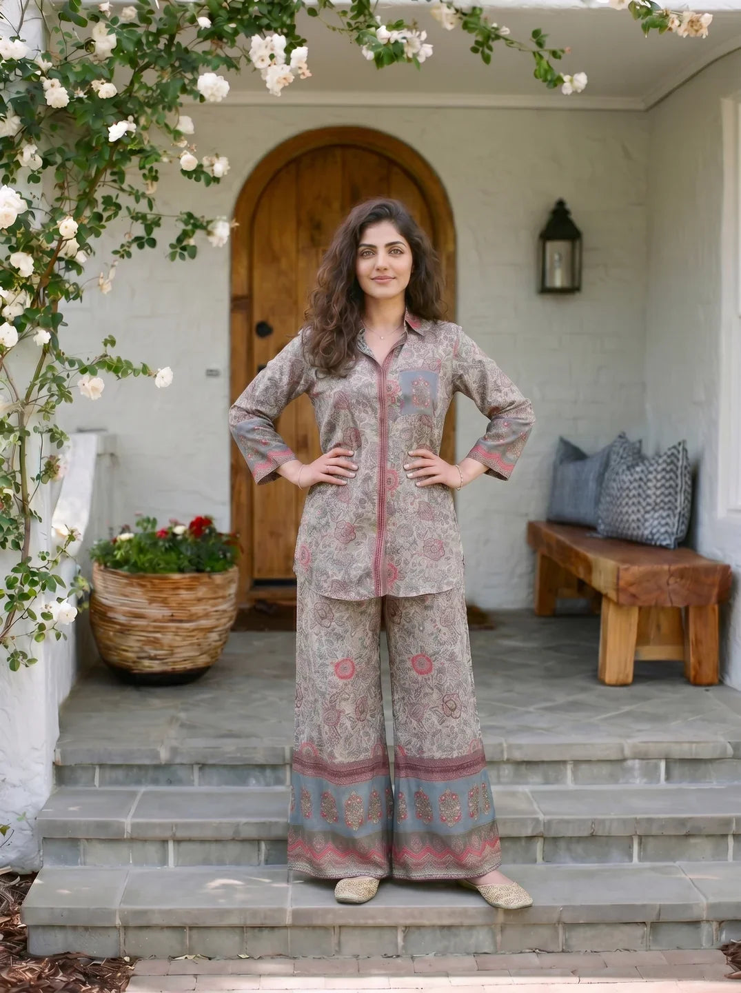Floral Printed Muslin Co-Ord Set