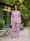 Violet Abstract Patch Print Co-Ord Set in Cotton Cambric