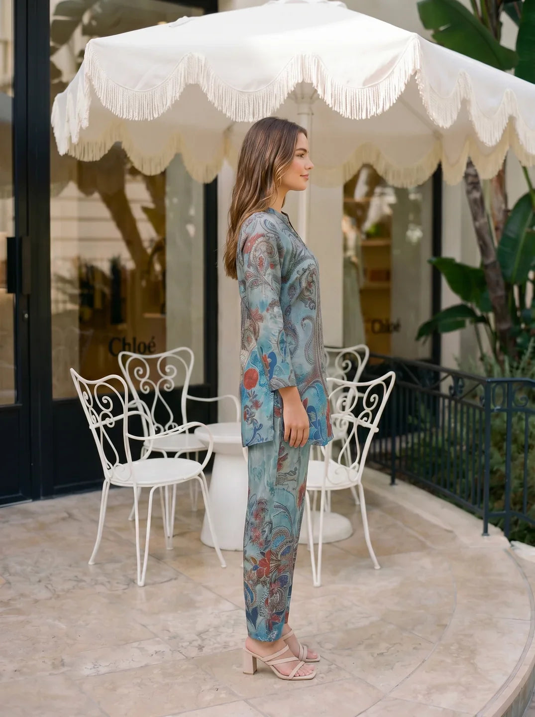 Blue Paisley Printed Muslin Co-ord Set