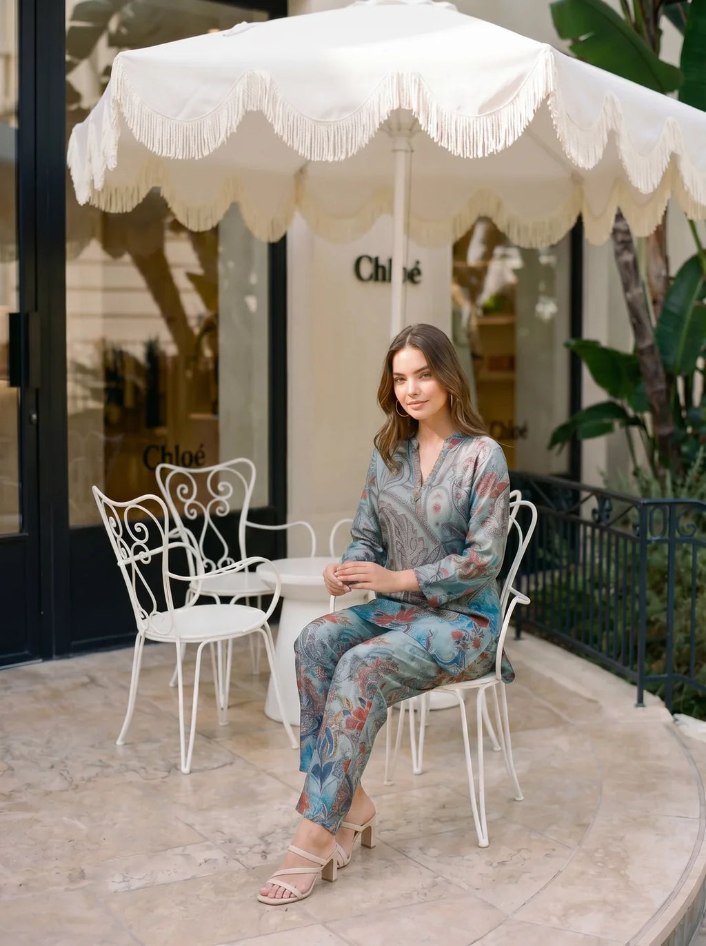 Blue Paisley Printed Muslin Co-ord Set