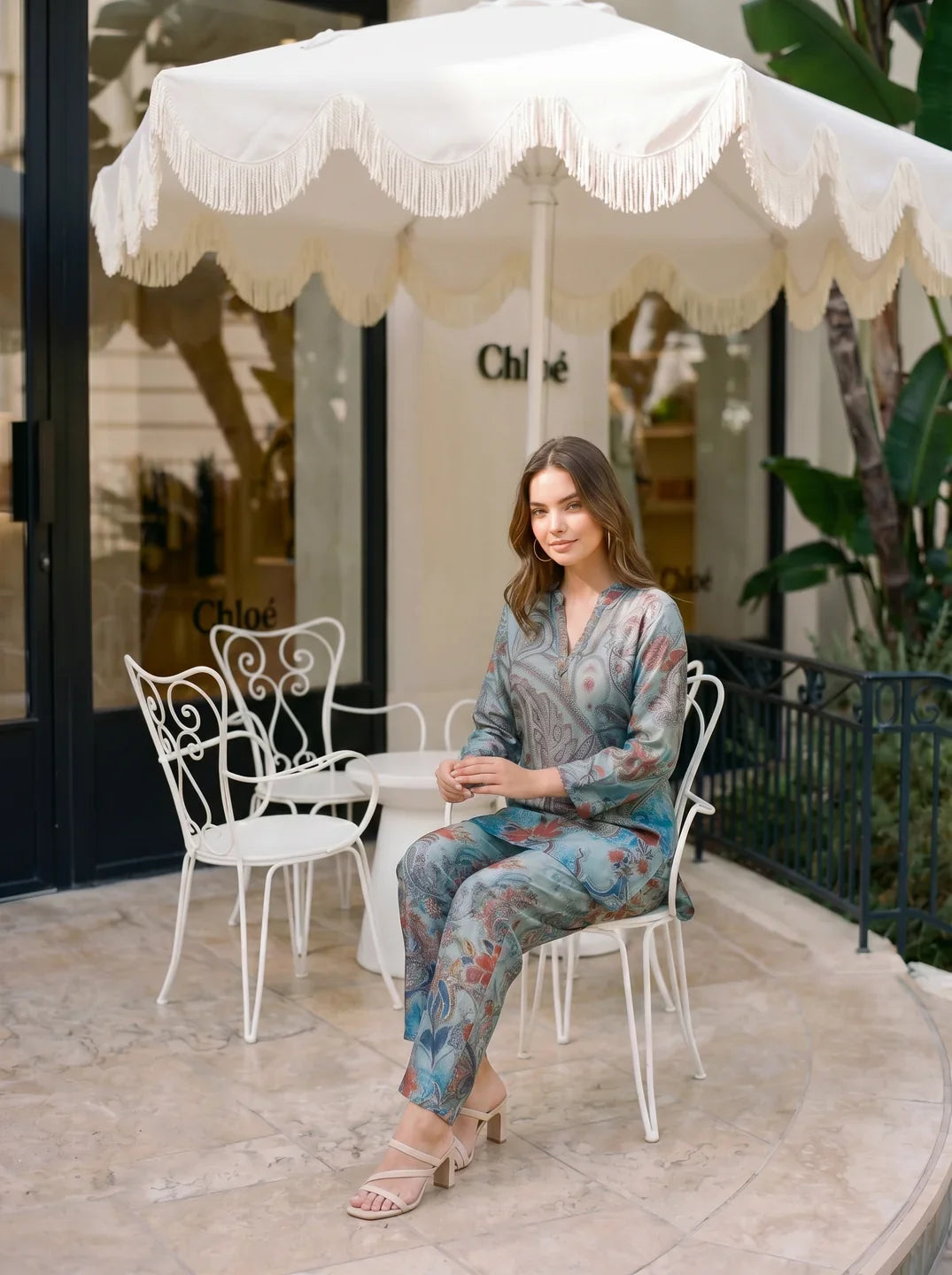 Blue Paisley Printed Muslin Co-ord Set