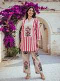 Hot Pink & Beige Printed Cotton Co-ord Set
