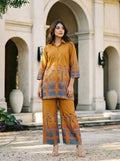 Mustard Border Printed Beaded Co-Ord Set