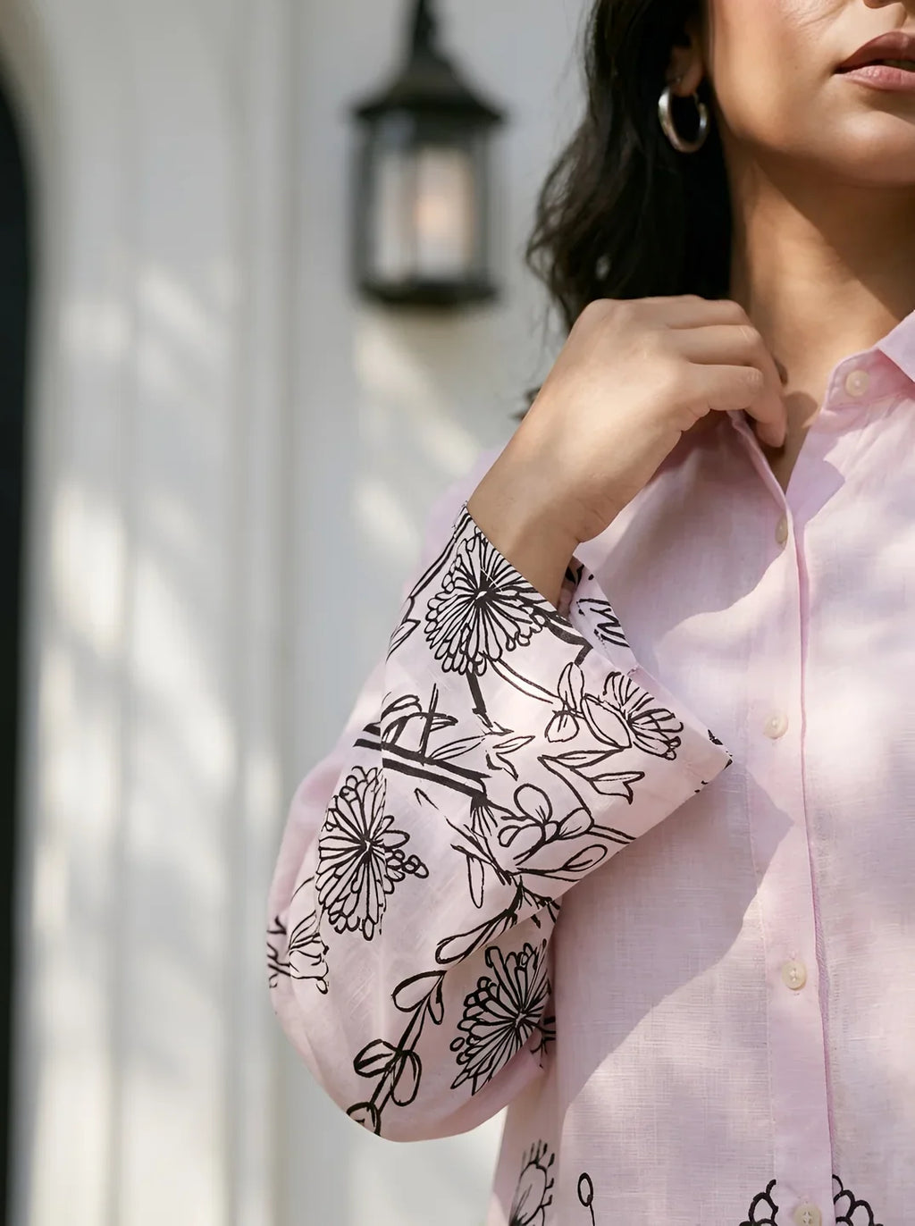 Baby Pink Floral Border Printed Muslin Co-Ord Set