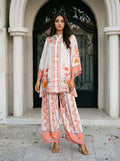 White Multicolor Floral Placement Print Co-Ord Set with Beads & Sequin Detailing in Viscose Muslin